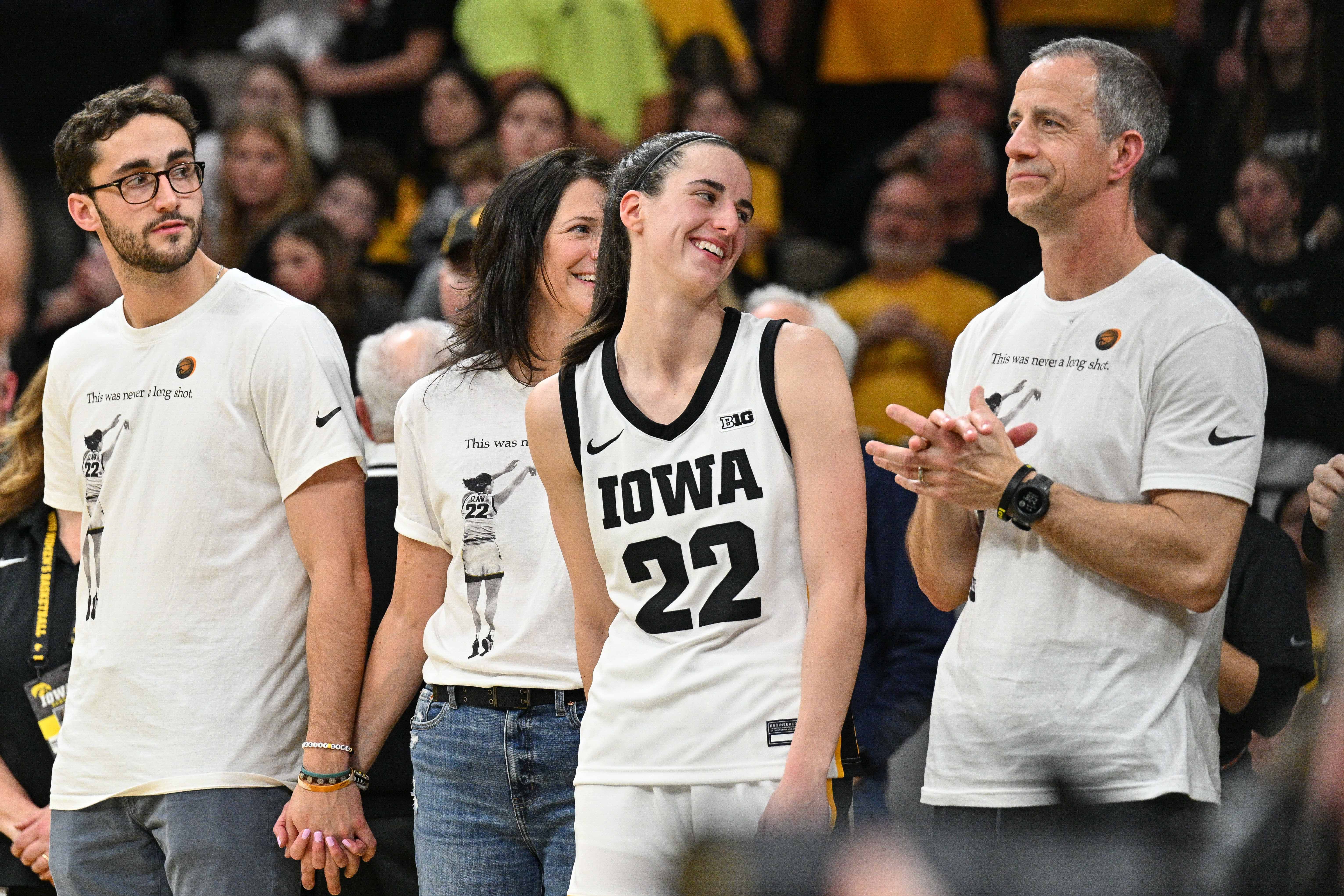 Caitlin Clark's dad Brent (right) said he never pushed his daughter but she had the drive to compete in different sports at a young age. (USA Today photo)